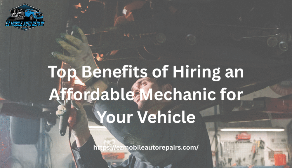 Affordable mechanic inspecting and repairing a vehicle under the chassis, providing reliable auto repair and maintenance services.